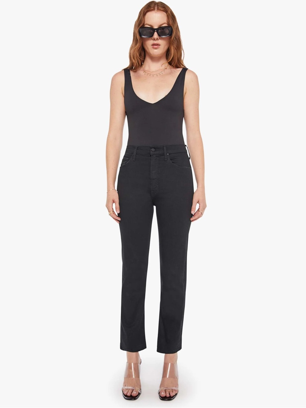MOTHER High Waisted Rider Ankle Black
